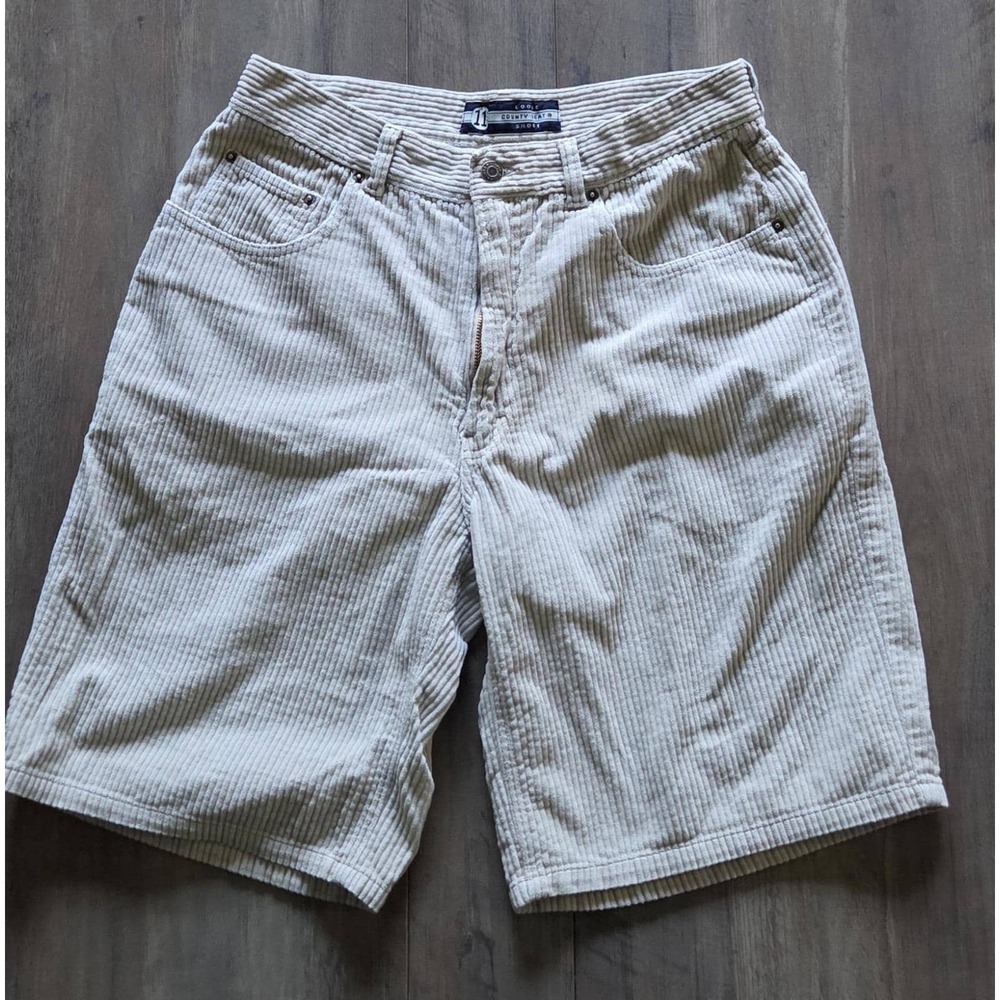 Loose County Seat Short Vintage 80s Ivory Corduroy Shorts Men Sz 33 (11" Inseam)